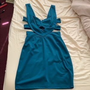 Strapped cutout dress - teal